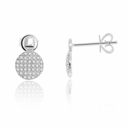 Cercei Pusete din aur alb cu pietre Diamant