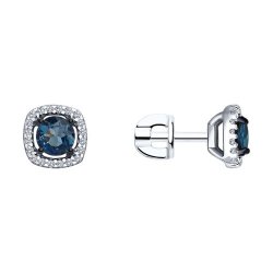 Cercei Pusete din aur alb cu pietre Cubic Zirconia Incolor, Topaz London
