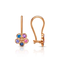 Cercei p-u copii din aur roșu cu pietre Cubic Zirconia Colorat