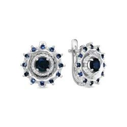 Cercei din aur alb cu Diamant, Safir