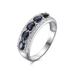 Inel din aur alb cu Diamant, Safir