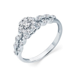 Inel din aur alb cu pietre Diamant