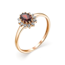 Inel din aur roșu cu pietre Cubic Zirconia Incolor, Granat