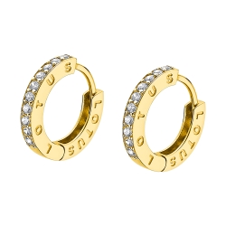 Cercei Creole din argint placat cu aur  cu pietre Cubic Zirconia Incolor