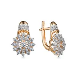 Cercei din aur roșu cu Cubic Zirconia Incolor