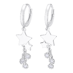 Cercei Creole din argint  cu pietre Cubic Zirconia Incolor