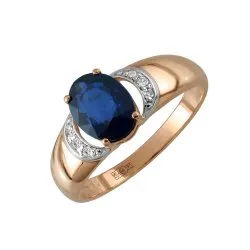 Inel din aur roșu cu Diamant, Safir
