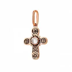 Cruce din aur roșu cu Cubic Zirconia Incolor