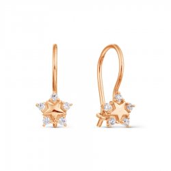 Cercei p-u copii din aur roșu cu pietre Cubic Zirconia Incolor
