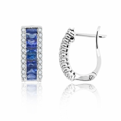 Cercei din aur alb cu pietre Diamant, Safir