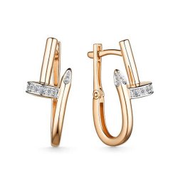 Серьги из красного золота с камнями Бриллиант