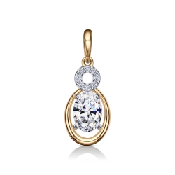 Pandantiv din aur roșu cu pietre Cubic Zirconia Incolor