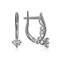 Серьги из серебра с камнями Фианит