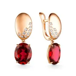Cercei Suspendați din aur roșu cu Cubic Zirconia Incolor, Granat