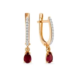 Cercei Suspendați din aur roșu cu Cubic Zirconia Incolor, Rodolit