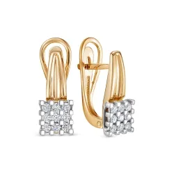 Серьги из красного золота с камнями Бриллиант