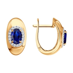 Cercei din aur roșu cu pietre Diamant, Safir