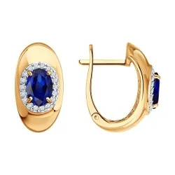 Cercei din aur roșu cu Diamant, Safir