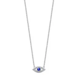 Colier din argint cu Cubic Zirconia Incolor, Cubic Zirconia Albastru Safir