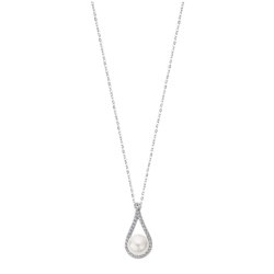 Colier din argint  cu pietre Cubic Zirconia Incolor, Perla Albă