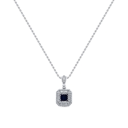 Colier din aur alb cu pietre Diamant, Safir