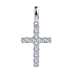 Cruce din argint  cu pietre Cubic Zirconia Incolor