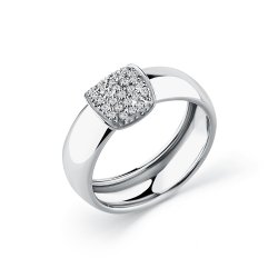 Inel din aur alb cu pietre Cubic Zirconia Incolor