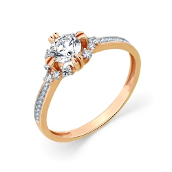 Inel din aur roșu cu pietre Cubic Zirconia Incolor