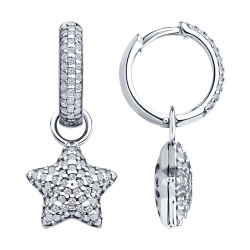 Cercei Creole din argint  cu pietre Cubic Zirconia Incolor