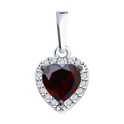 Pandantiv din argint  cu pietre Cubic Zirconia Incolor, Granat