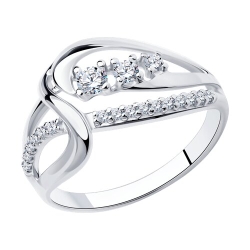 Inel din argint  cu pietre Cubic Zirconia Incolor