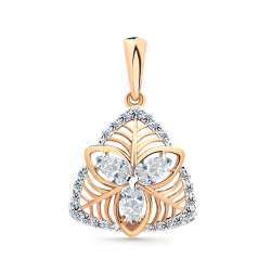 Pandantiv din aur roșu cu pietre Cubic Zirconia Incolor