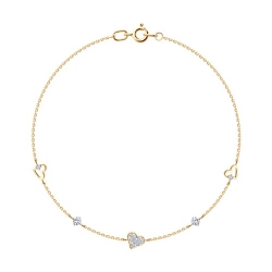 Brățară Love din aur roșu cu pietre Cubic Zirconia Incolor