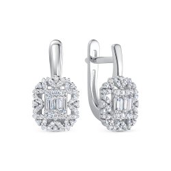Cercei din aur alb cu pietre Diamant