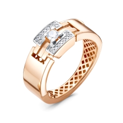 Inel din aur roșu cu pietre Cubic Zirconia Incolor