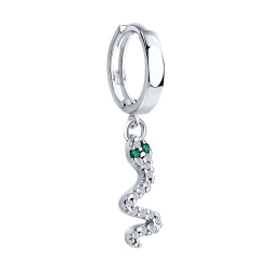 Cercel din argint  cu pietre Cubic Zirconia Incolor, Cubic Zirconia Verde
