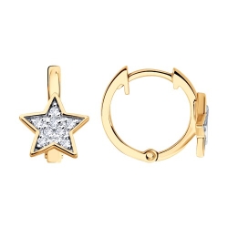 Cercei Creole din aur roșu cu pietre Cubic Zirconia Incolor