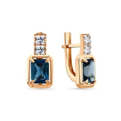 Cercei din aur roșu cu Cubic Zirconia Incolor, Topaz London