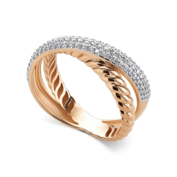 Кольцо из красного золота с камнями Бриллиант