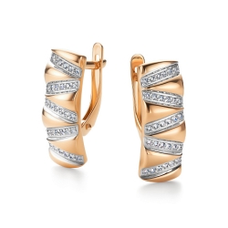 Серьги из красного золота с камнями Бриллиант