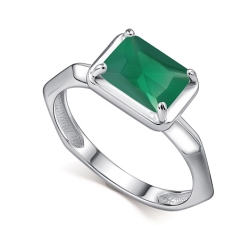 Inel din argint  cu pietre Agat verde