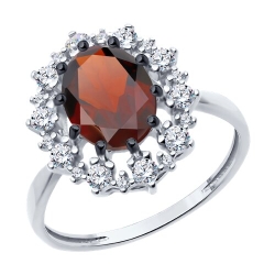 Inel din argint  cu pietre Cubic Zirconia Incolor, Granat