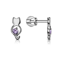 Cercei Pusete din argint  cu pietre Cubic Zirconia Liliachiu