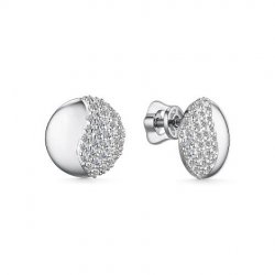 Cercei Pusete din aur alb cu pietre Diamant
