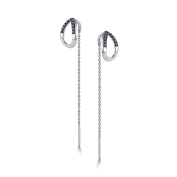 Серьги Продёвки из белого золота с камнями Сапфир