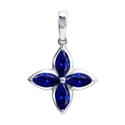 Pandantiv din aur alb cu pietre Safir