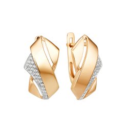 Серьги из красного золота с камнями Фианит