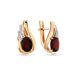 Cercei din aur roșu cu Cubic Zirconia Incolor, Granat