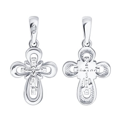 Cruce din aur alb cu pietre Diamant