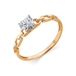 Inel din aur roșu cu pietre Cubic Zirconia Incolor